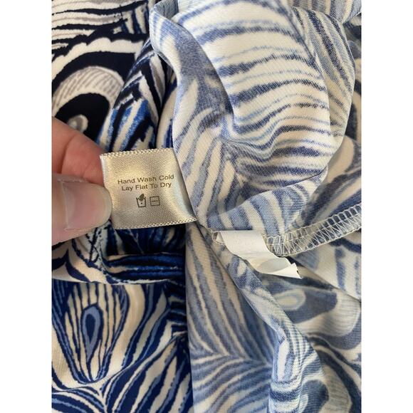 Muse X Boston Proper Dress Womens Size 12 Babydoll Blue Tan Loose Bohemian Mini - Picture 6 of 10